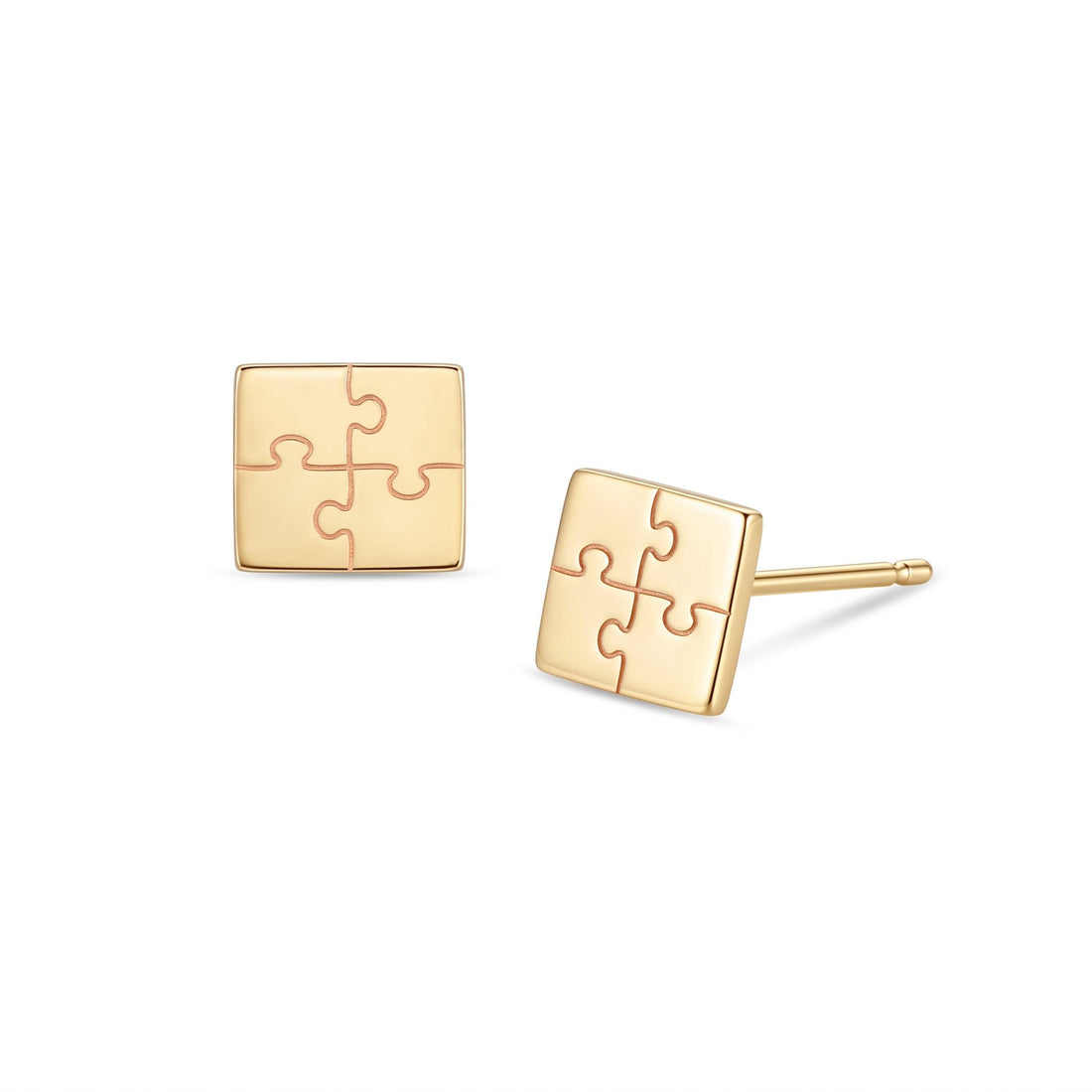 Puzzle Piece Charm Stud Earrings
