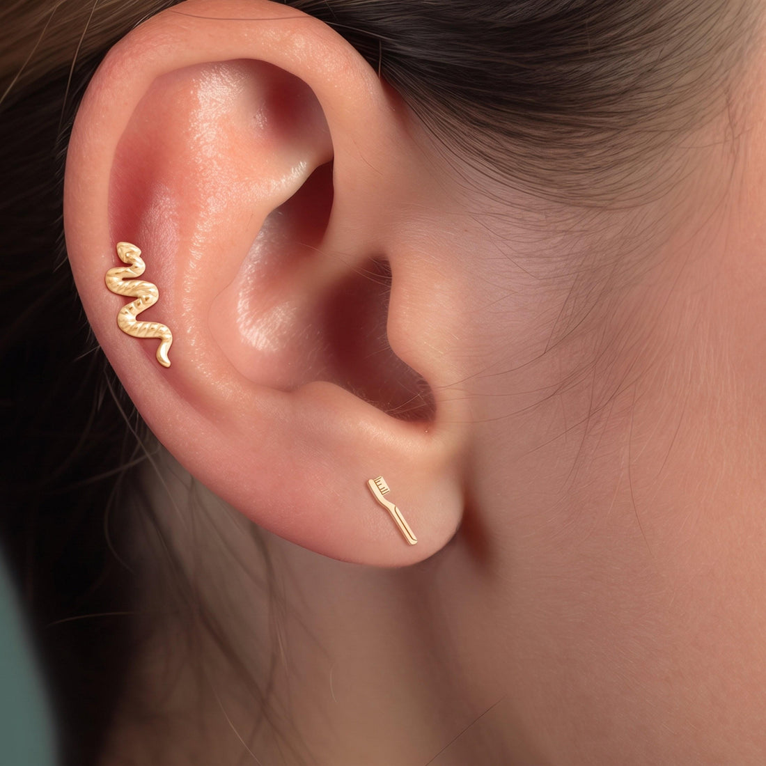 Toothbrush Charm Stud Earrings