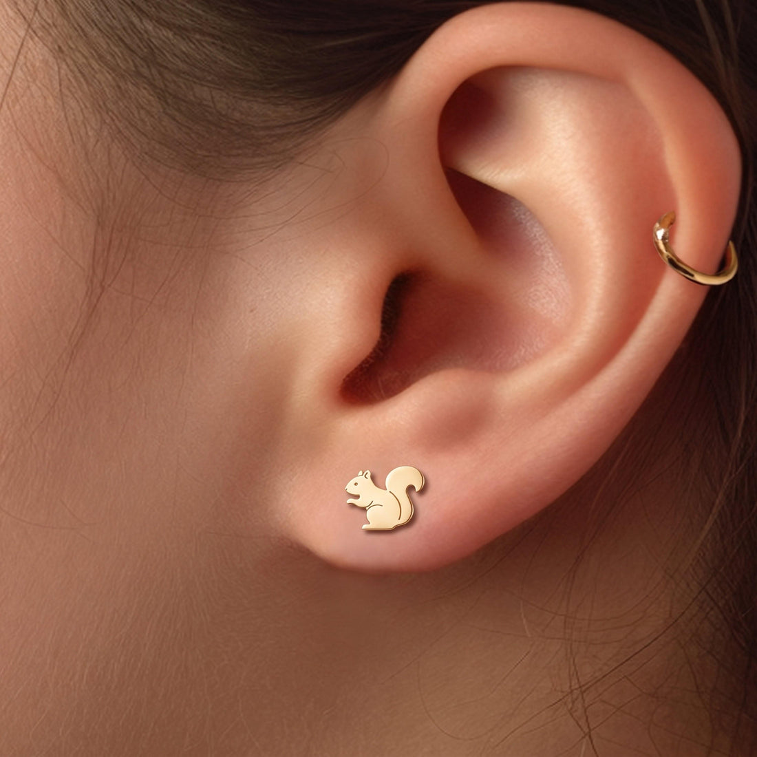 Squirrel Charm Stud Earrings
