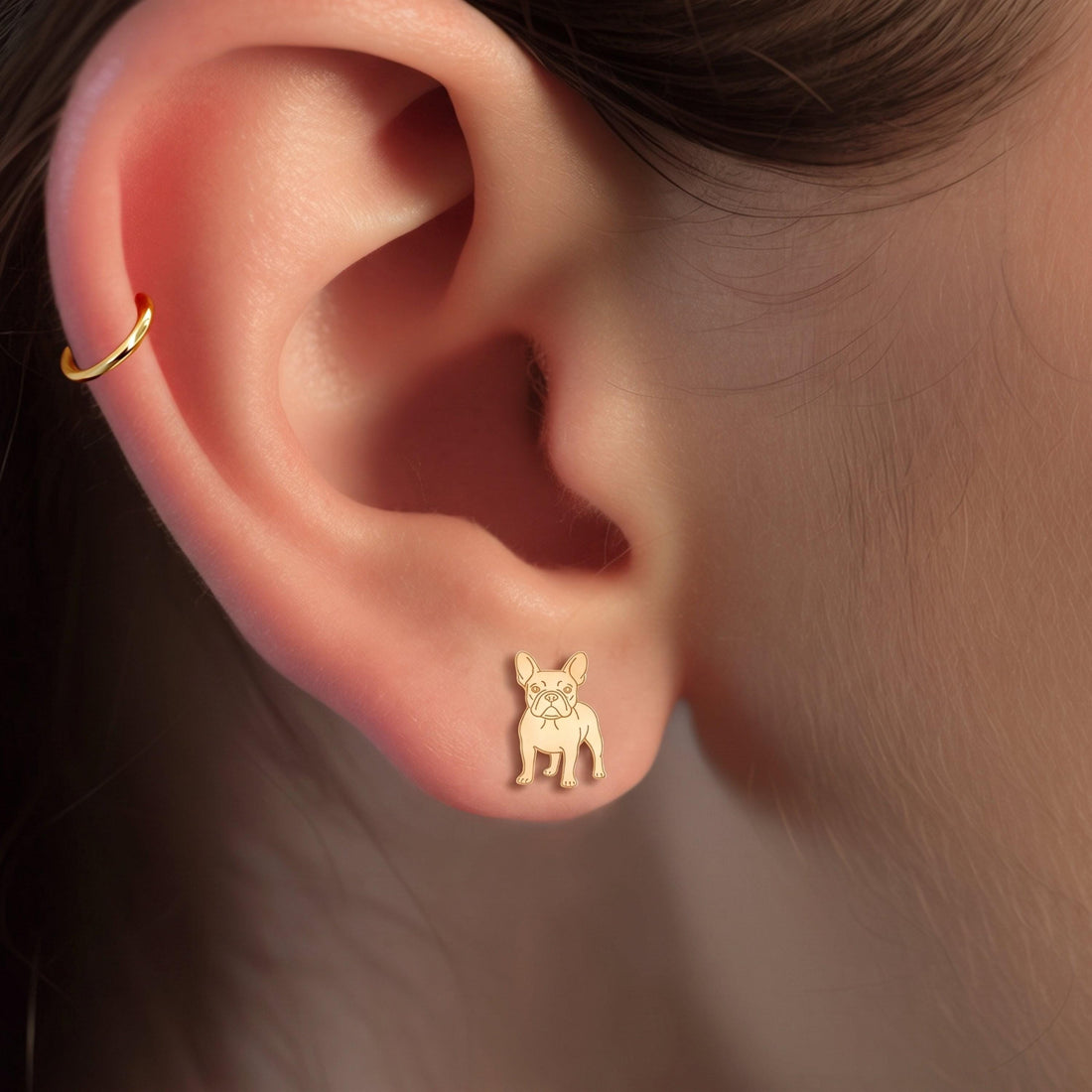 French Bulldog Charm Stud Earrings