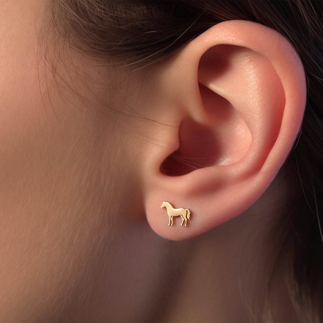Horse Figure Stud Earrings