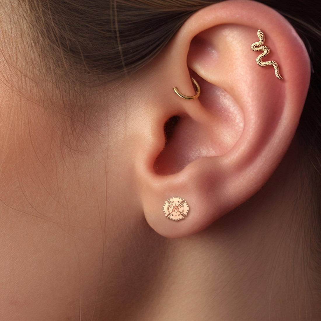Firefighter Emblem Stud Earrings