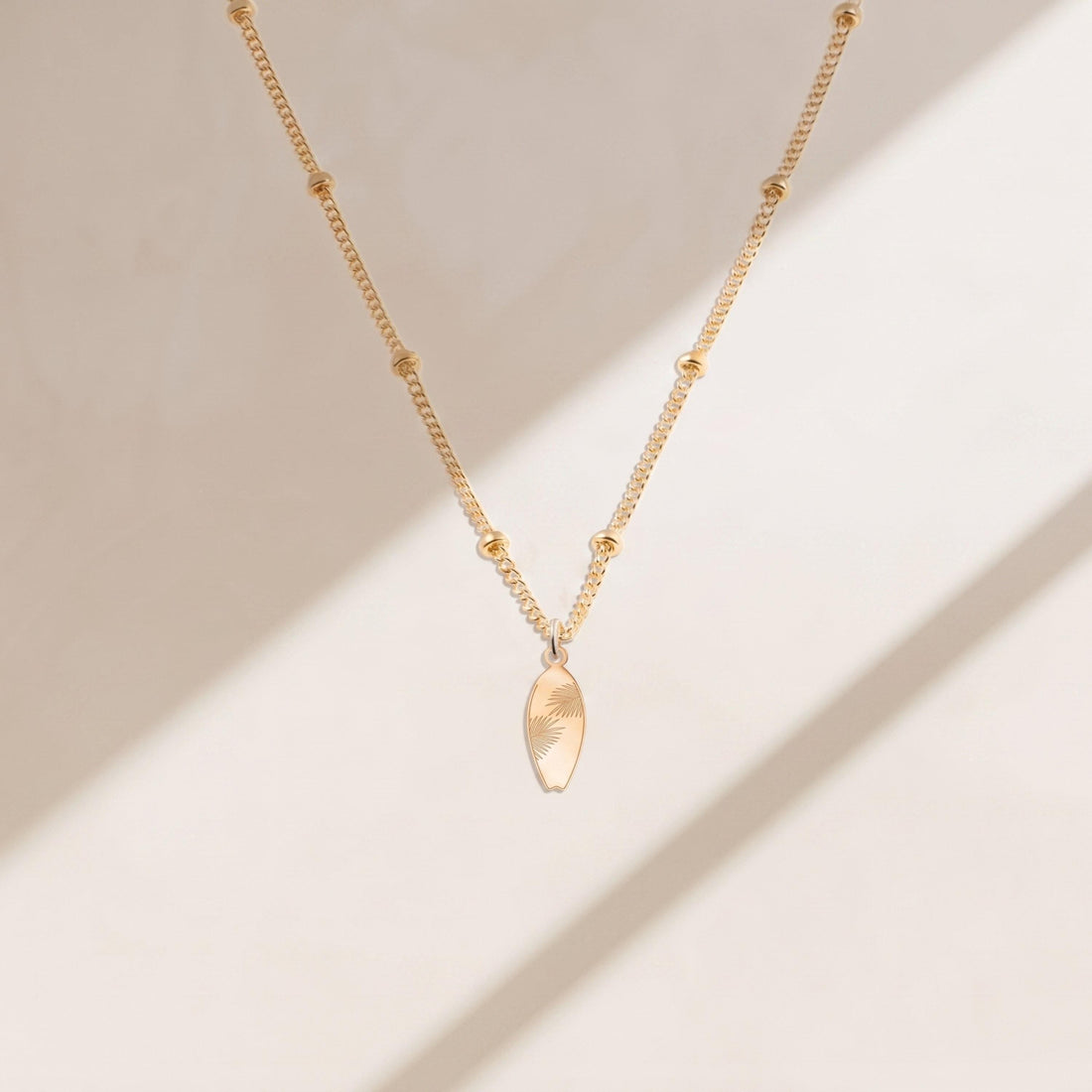 Surfboard Charm Beady Necklace
