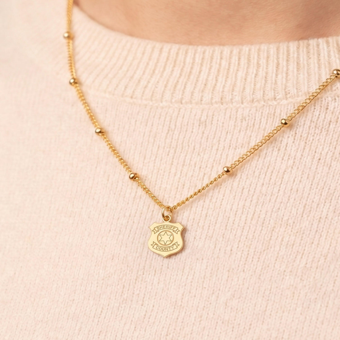 Sheriff Badge Charm Necklace