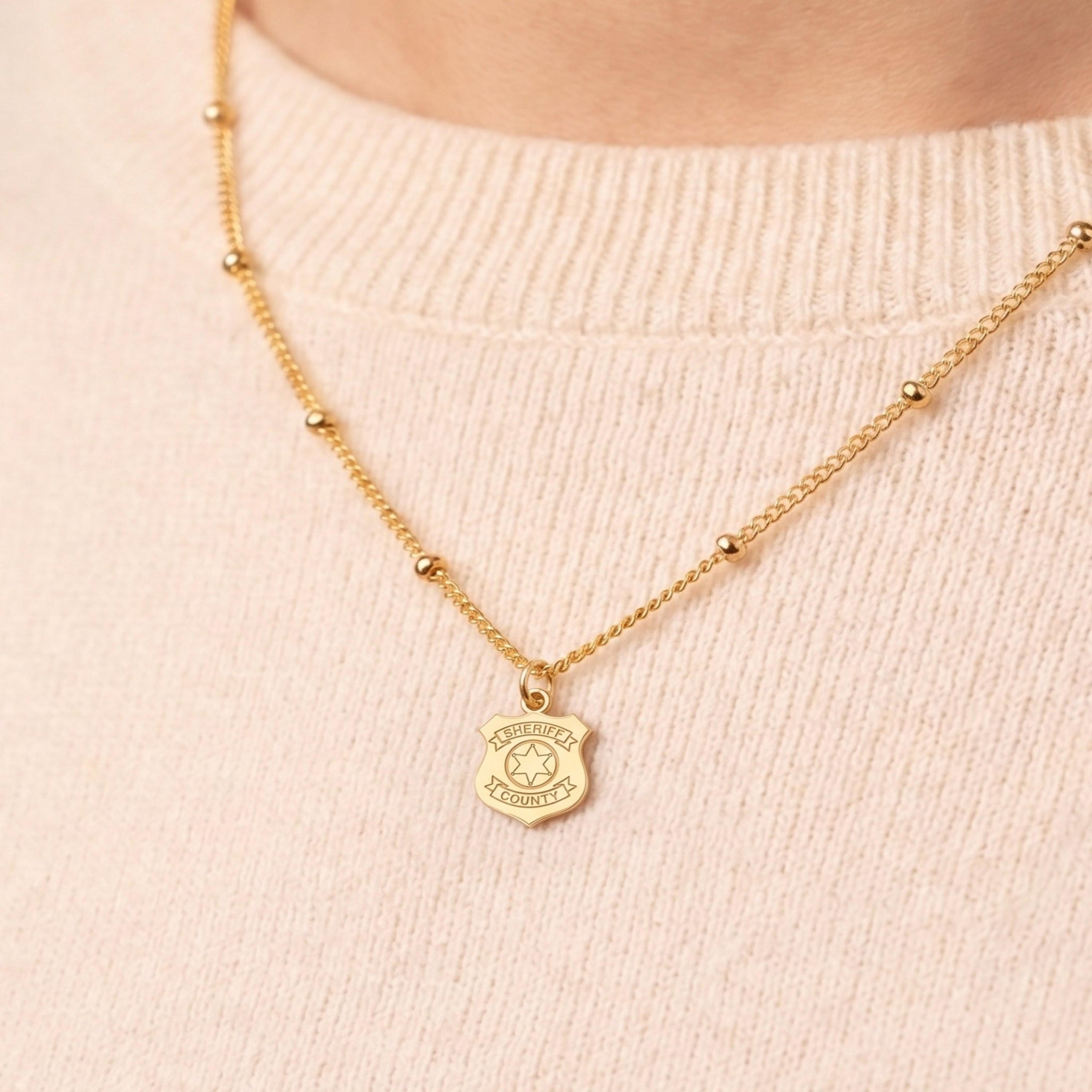 Sheriff Badge Charm Necklace