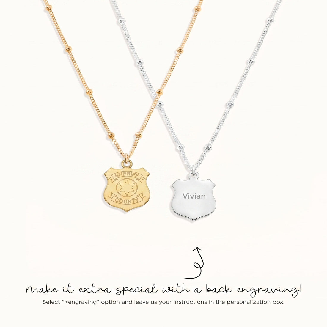 Sheriff Badge Charm Necklace