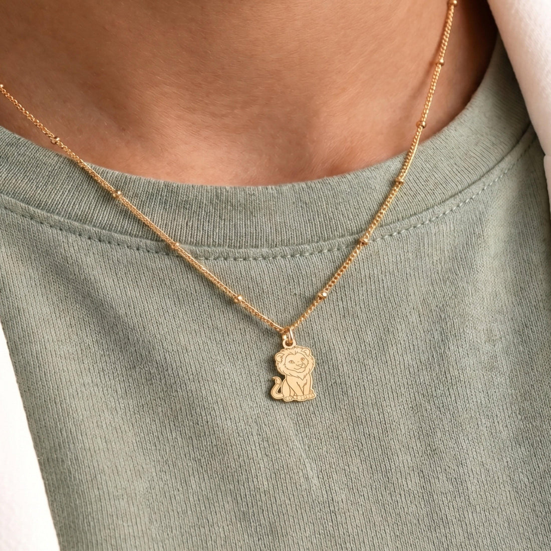 Sitting Lion Charm Necklace
