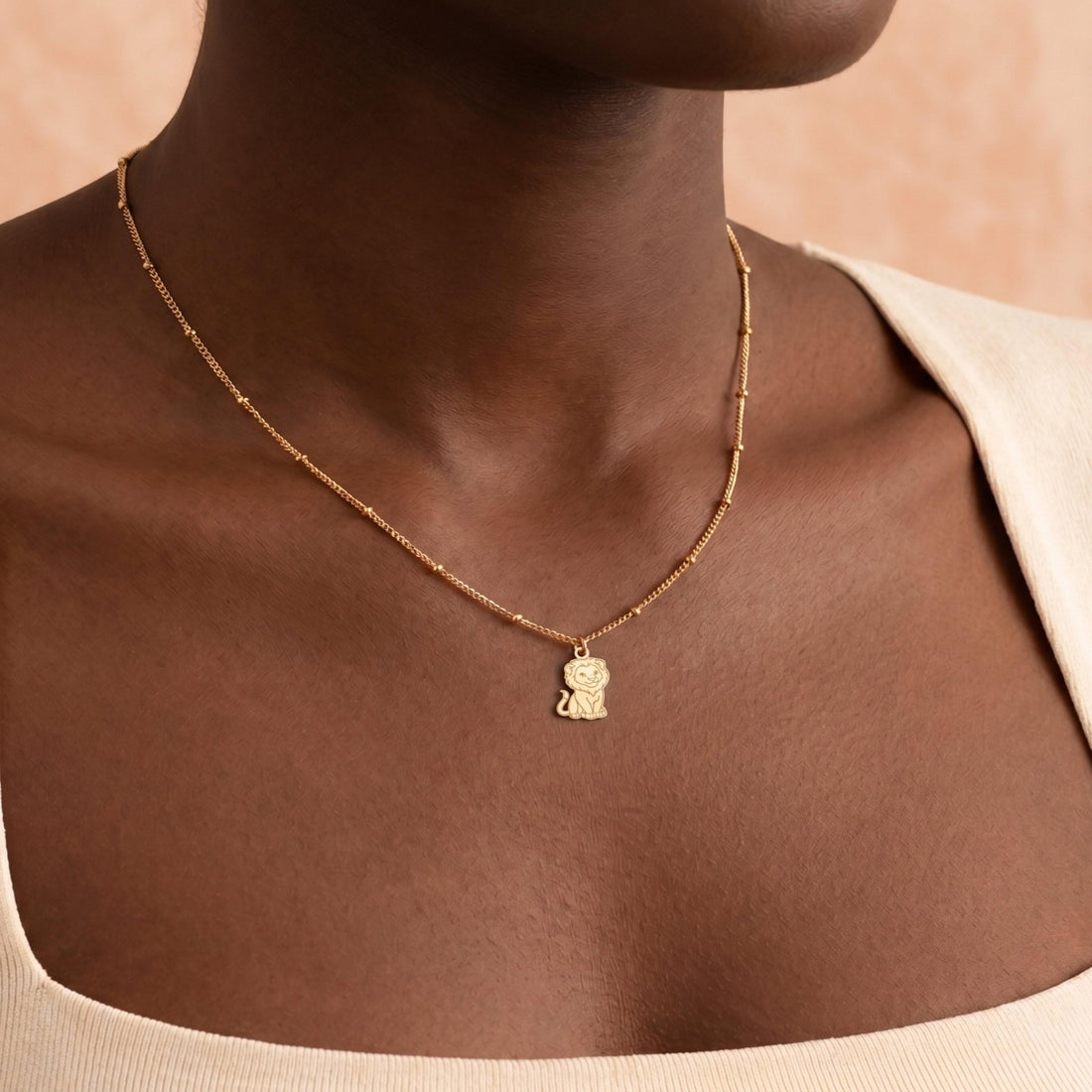 Sitting Lion Charm Necklace