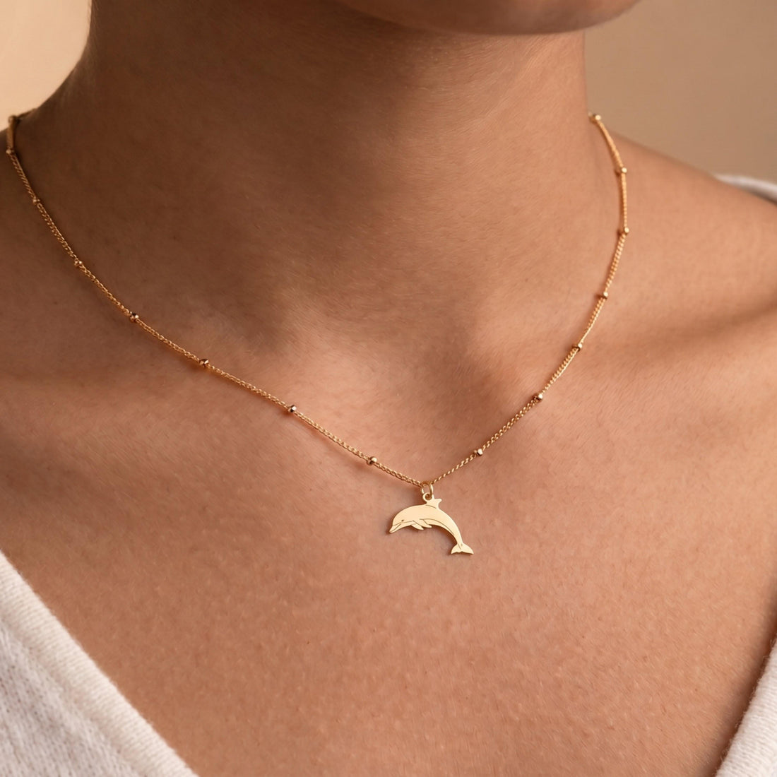 Jumping Dolphin Beady Necklace