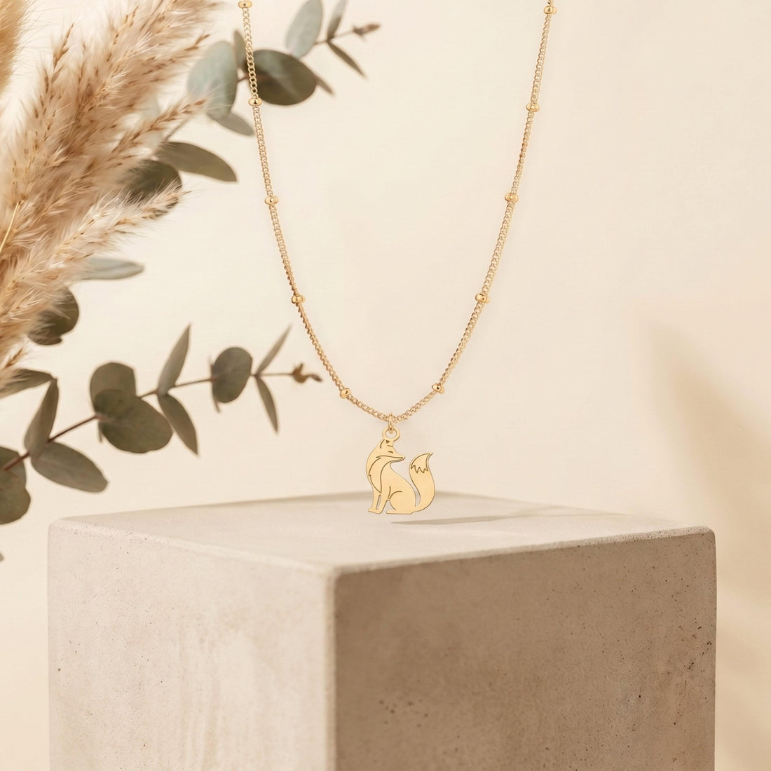 Sitting Fox Beady Necklace