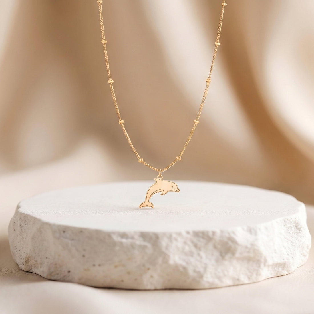 Dolphin Charm Beady Necklace