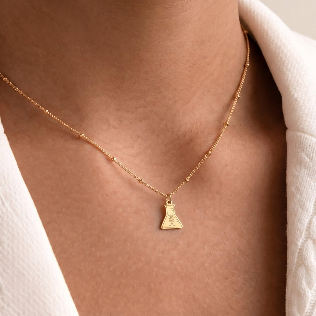 DNA Flask Charm Necklace