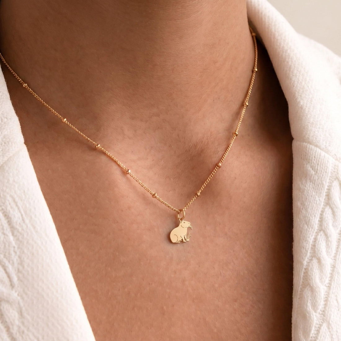 Capybara Charm Beady Necklace