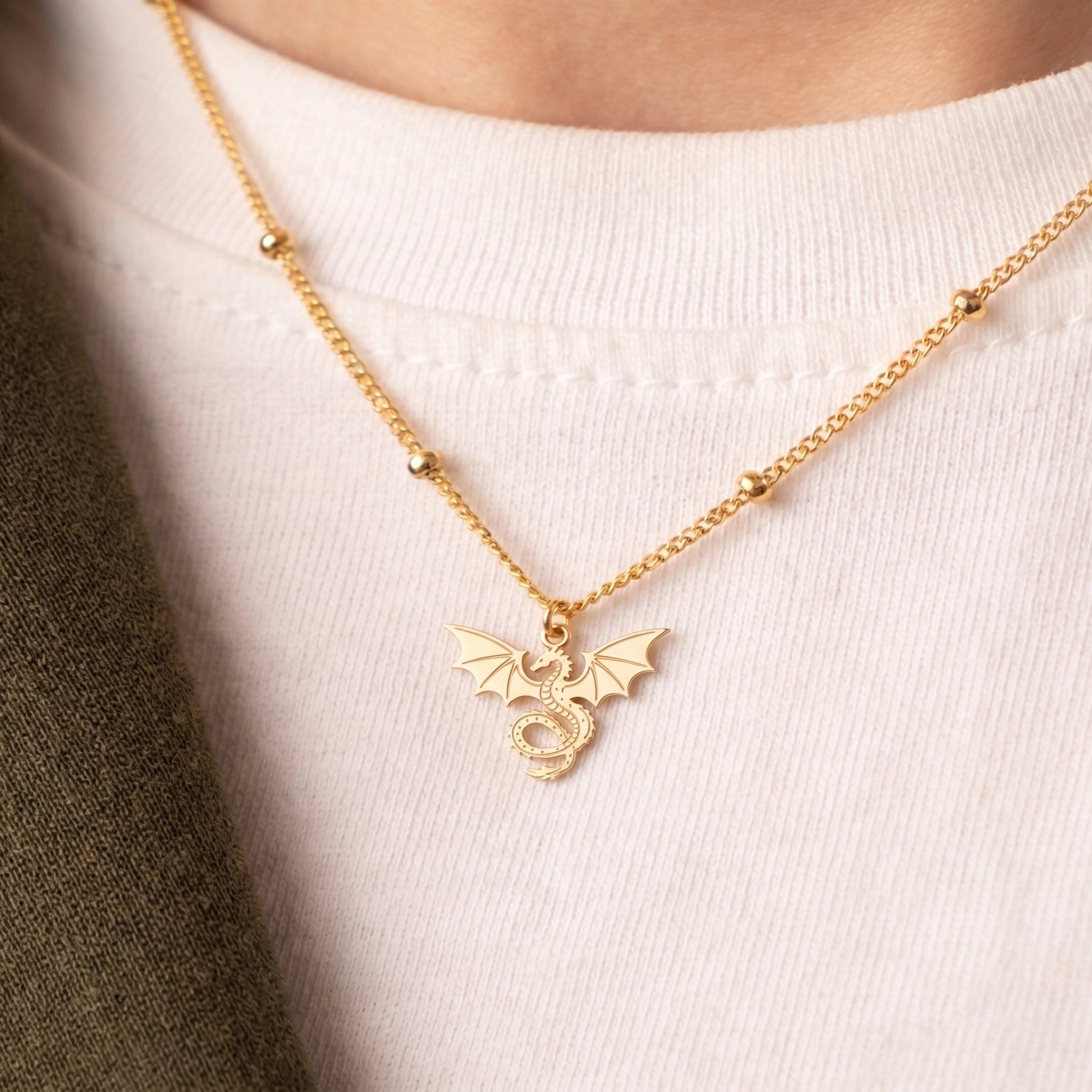 Winged Dragon Charm Necklace