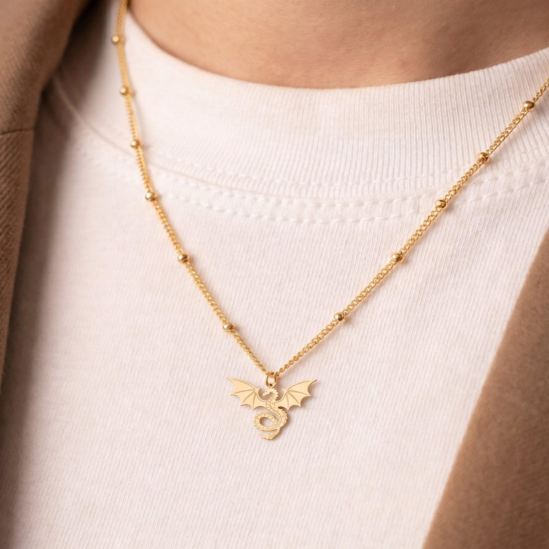 Winged Dragon Charm Necklace