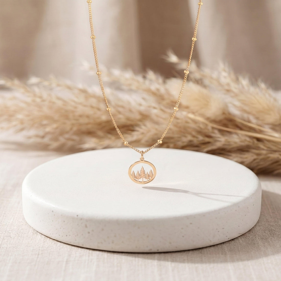 Pine Forest Disc Charm Necklace