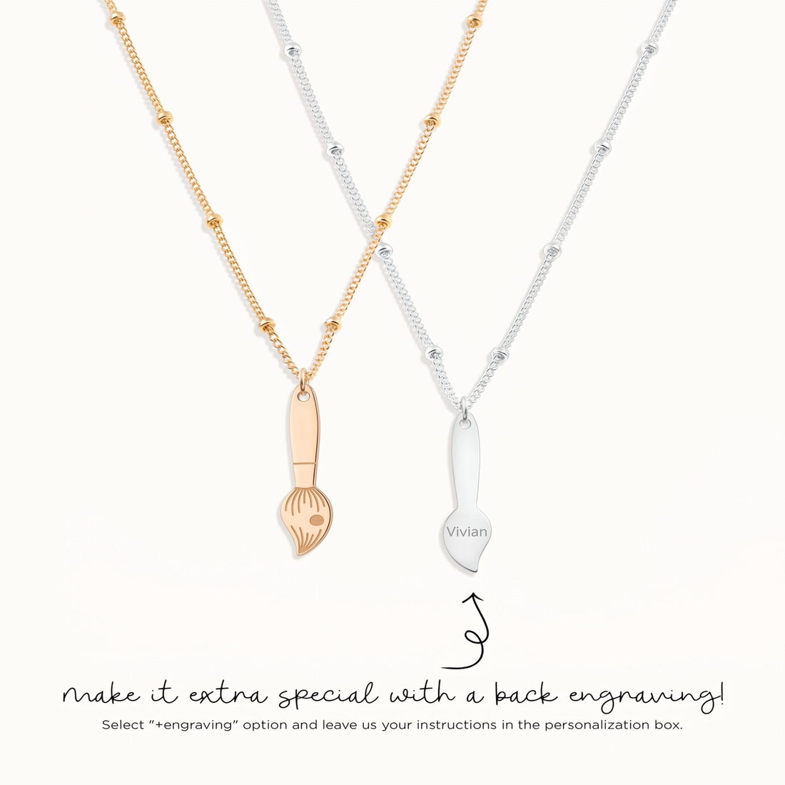 Paint Brush Charm Beady Necklace