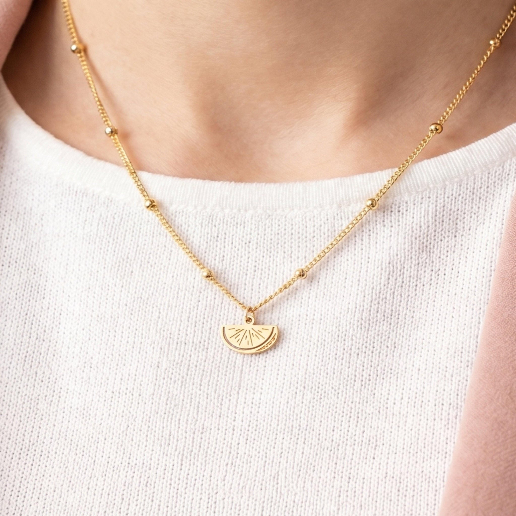 Lemon Slice Charm Necklace