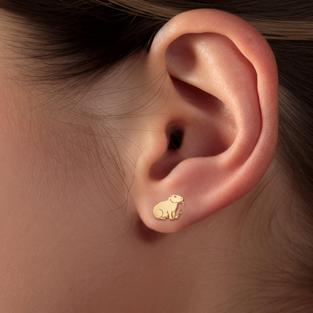 Capybara Charm Stud Earrings