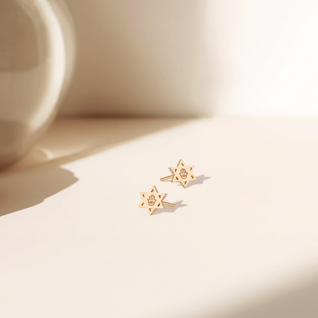 Star Of David Hamsa Stud Earrings