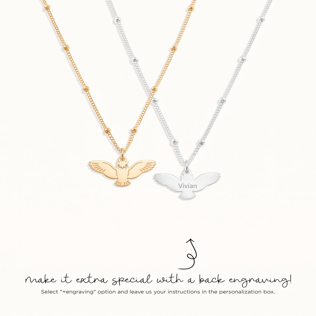 Flying Owl Charm Necklace