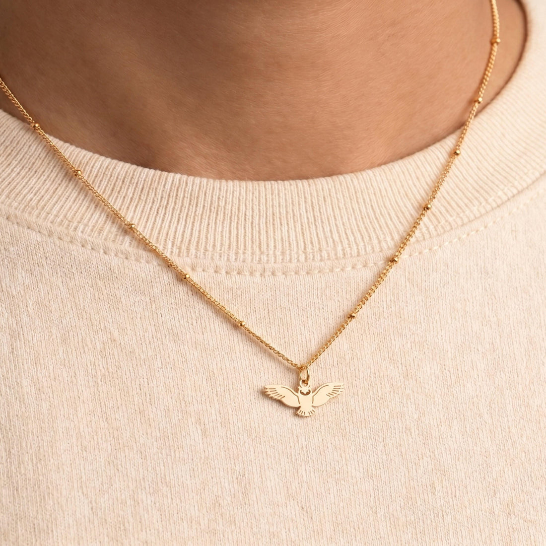 Flying Owl Charm Necklace