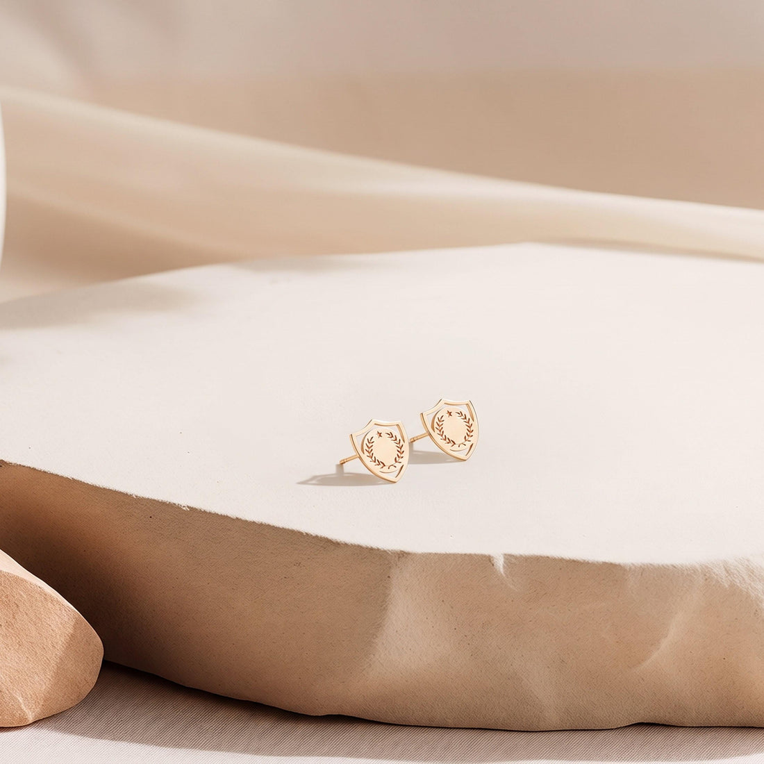 Laurel Crest Charm Stud Earrings