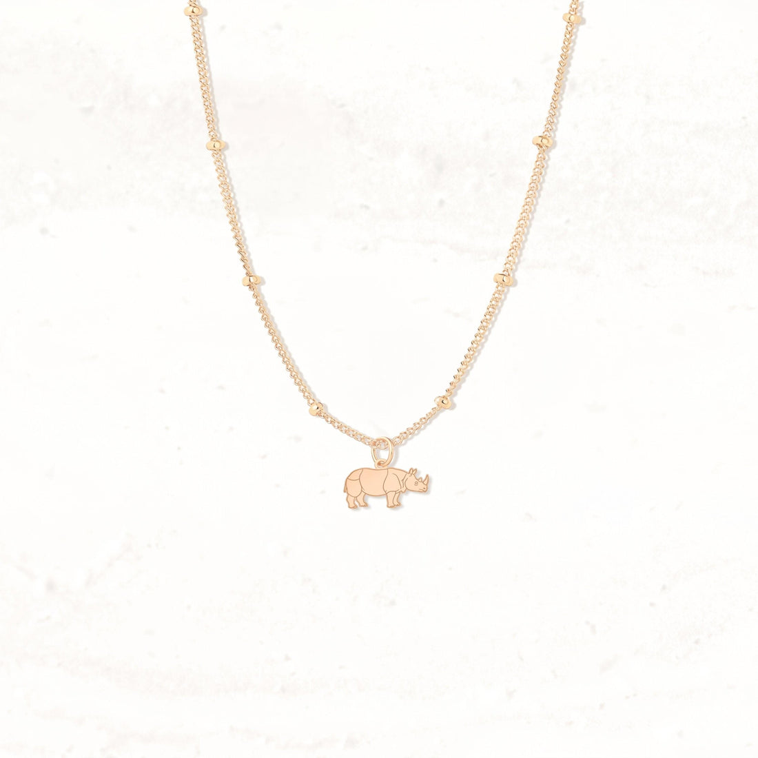 Rhinoceros Charm Beady Necklace