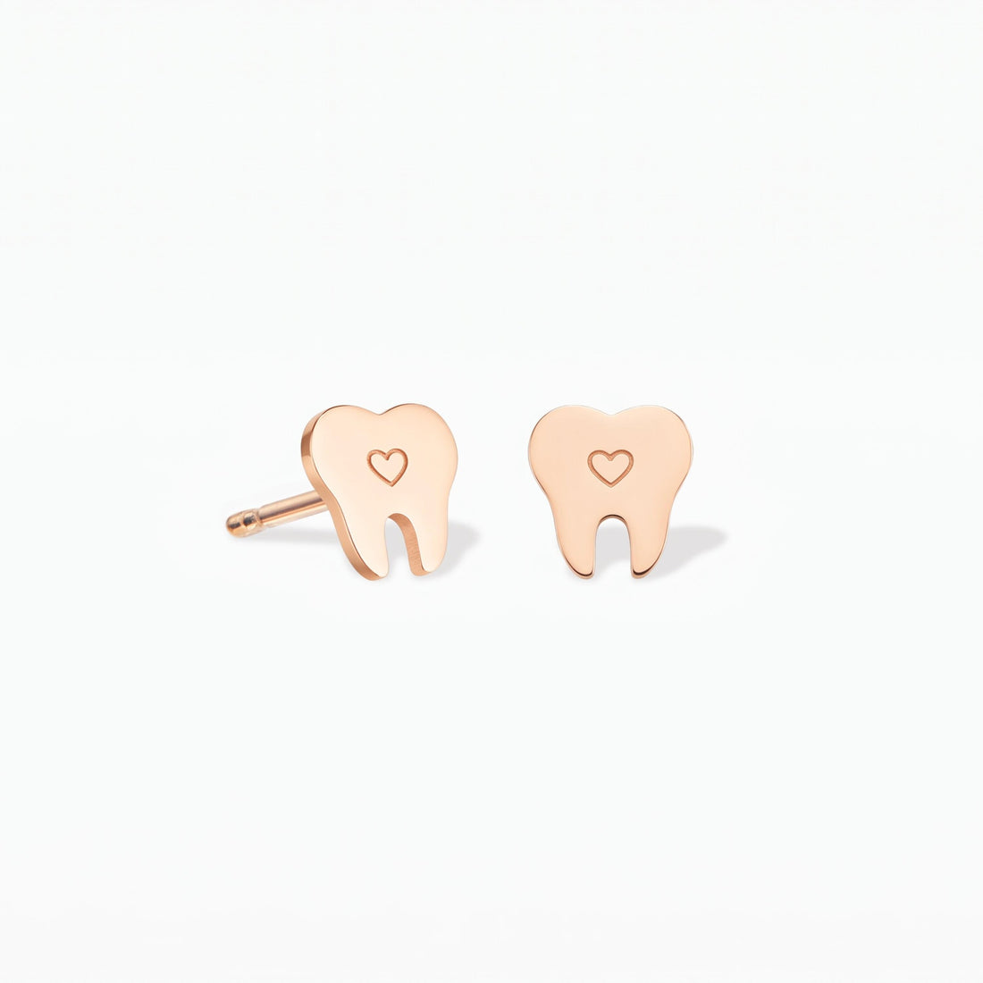 Tooth Heart Charm Stud Earrings