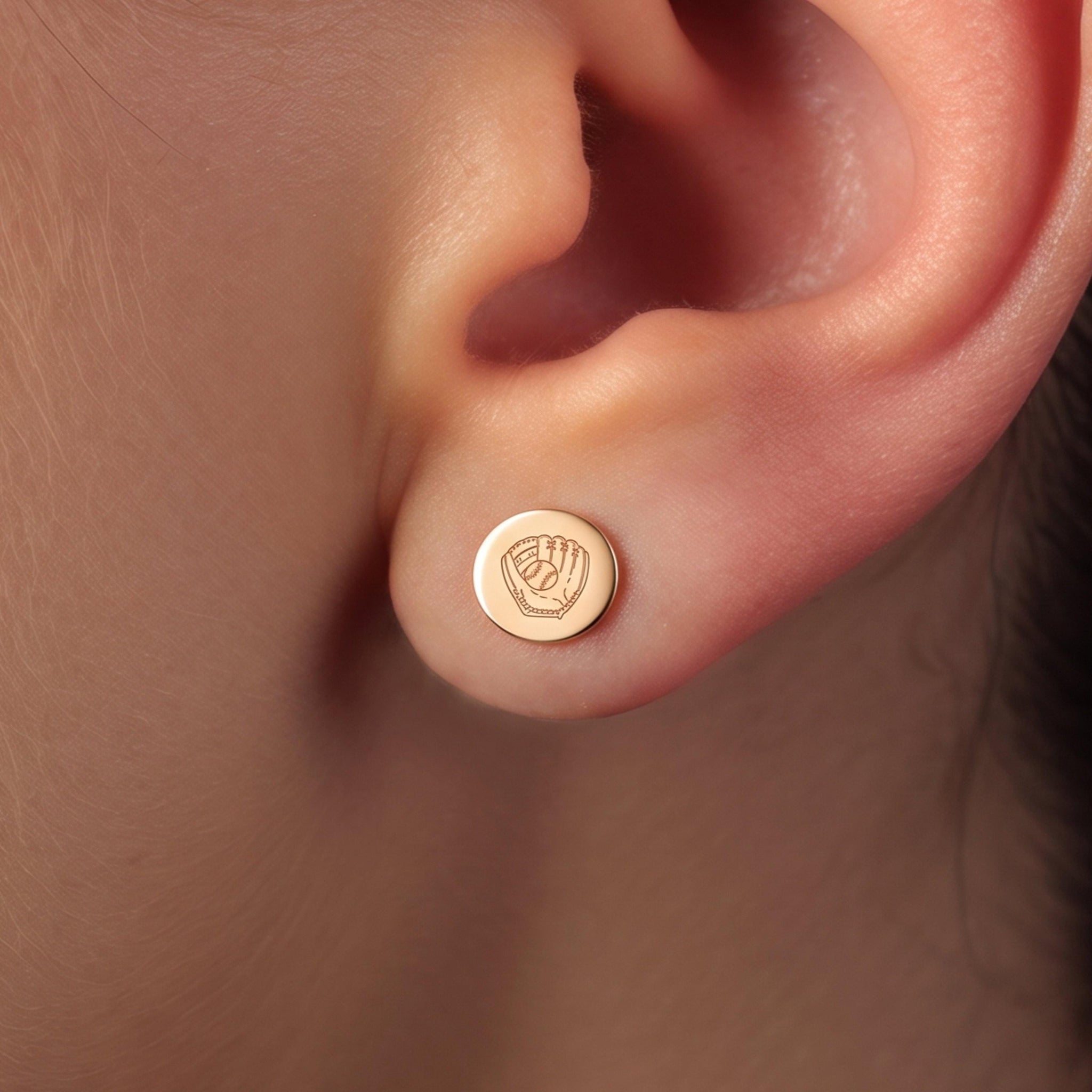 Baseball Glove Charm Stud Earrings
