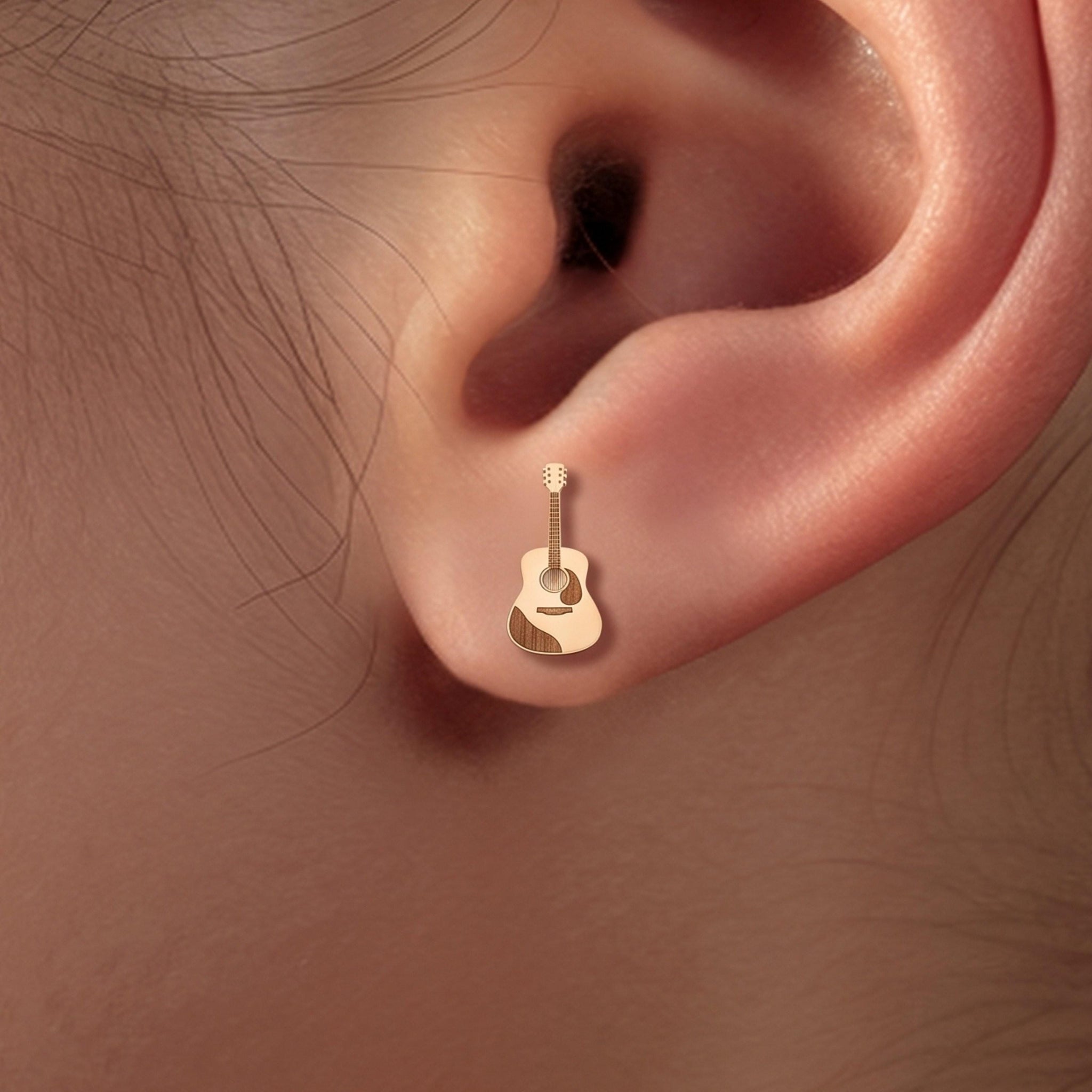 Acoustic Guitar Charm Stud Earrings