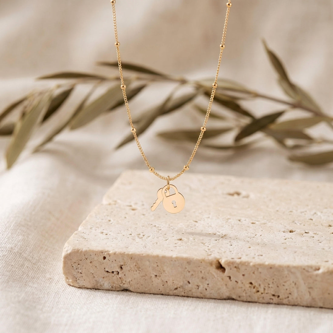 Key And Lock Charm Necklace