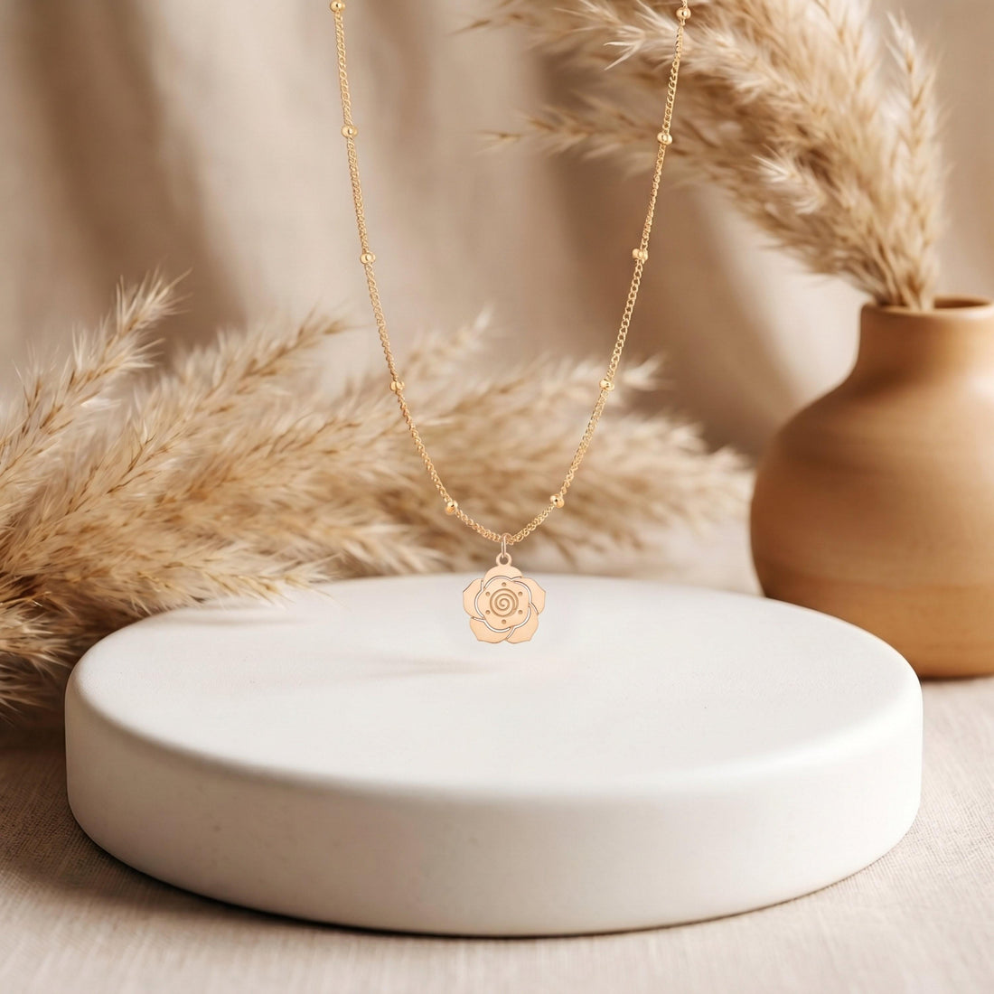 Rose Bloom Charm Necklace
