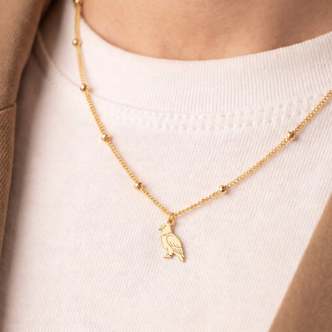 Sitting Eagle Charm Necklace