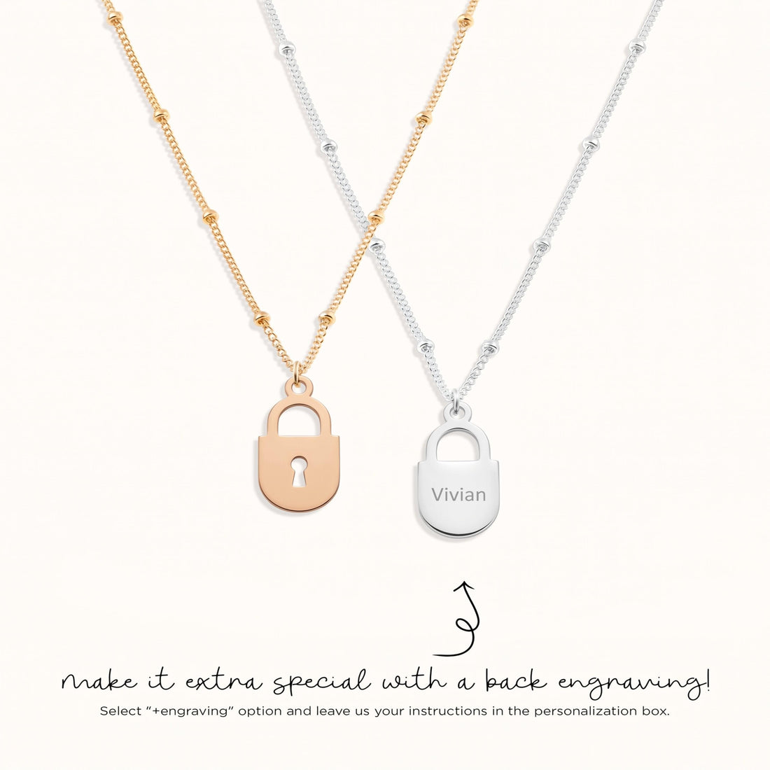 Padlock Charm Beady Necklace