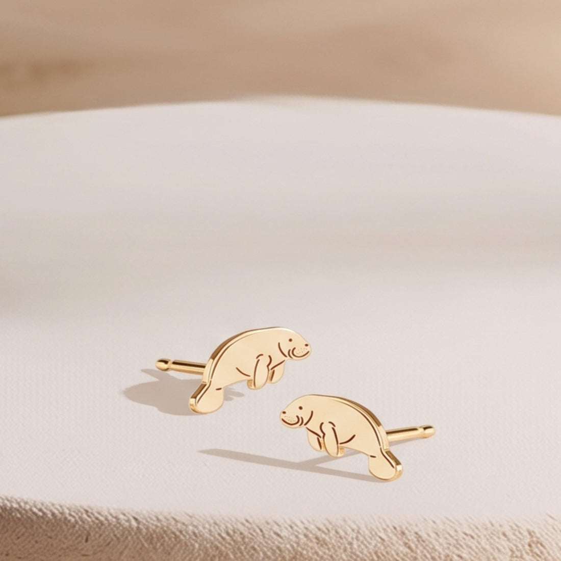 Manatee Ocean Charm Stud Earrings