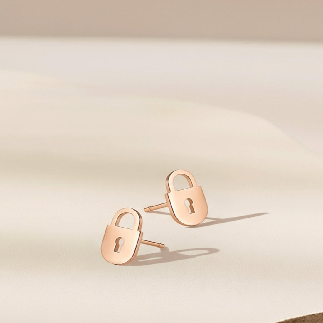 Key Padlock Charm Stud Earrings