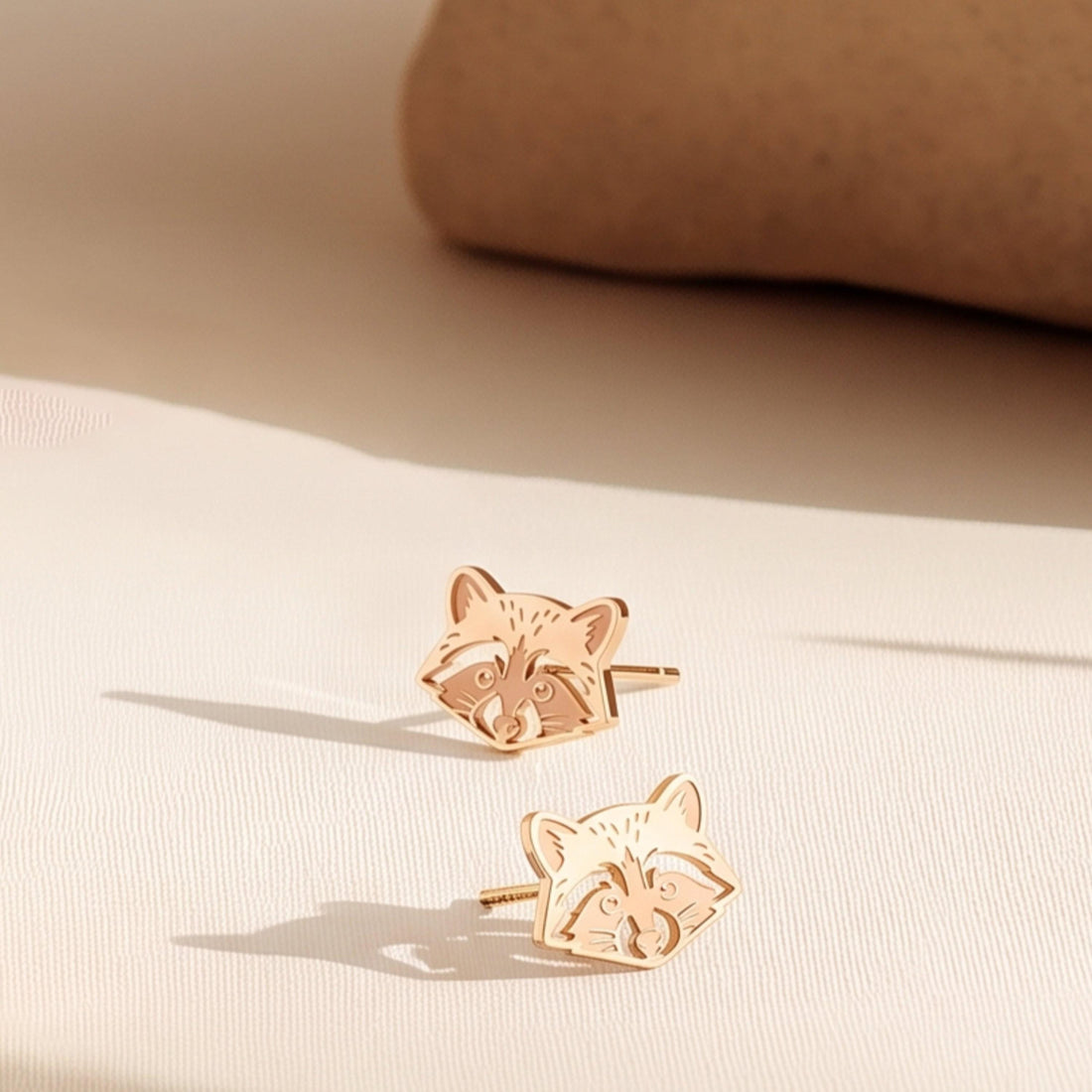 Raccoon Face Stud Earrings