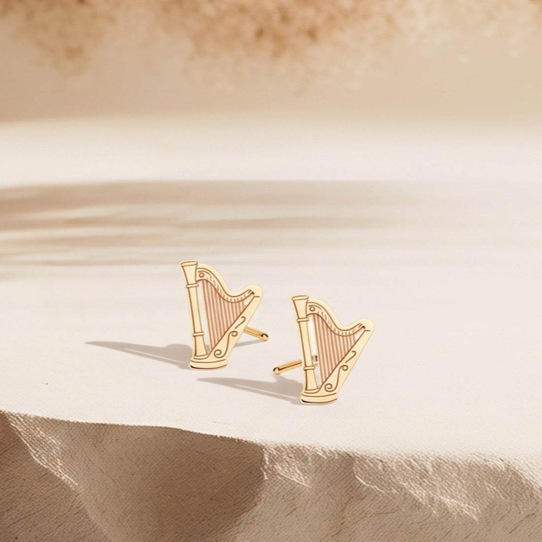Harp Charm Stud Earrings