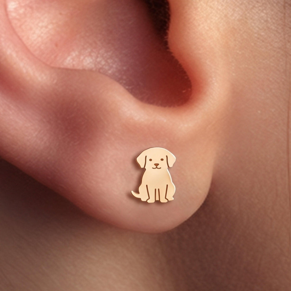 Labrador Puppy Dog Stud Earrings