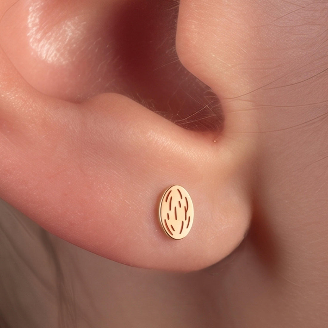 Almond Seed Charm Stud Earrings