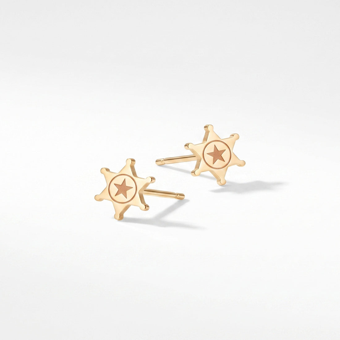 Sheriff Star Badge Stud Earrings