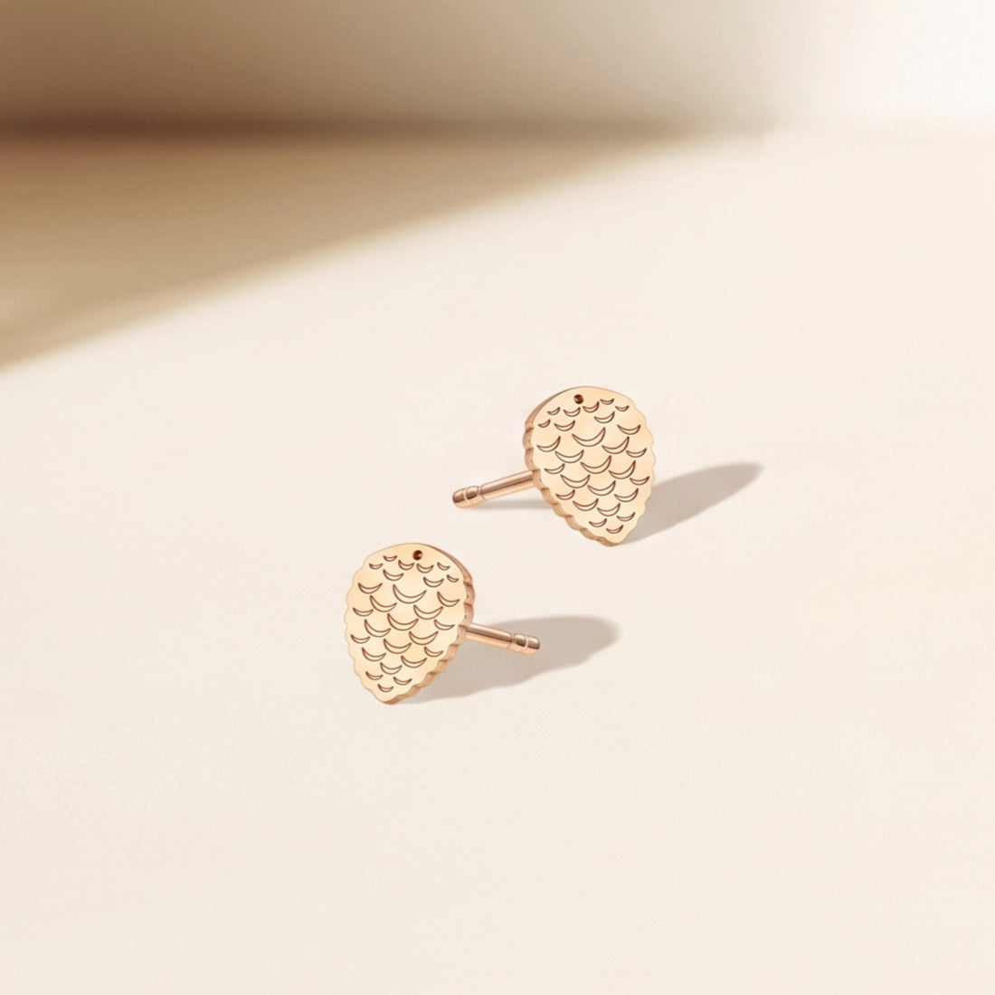 Pinecone Tree Charm Stud Earrings