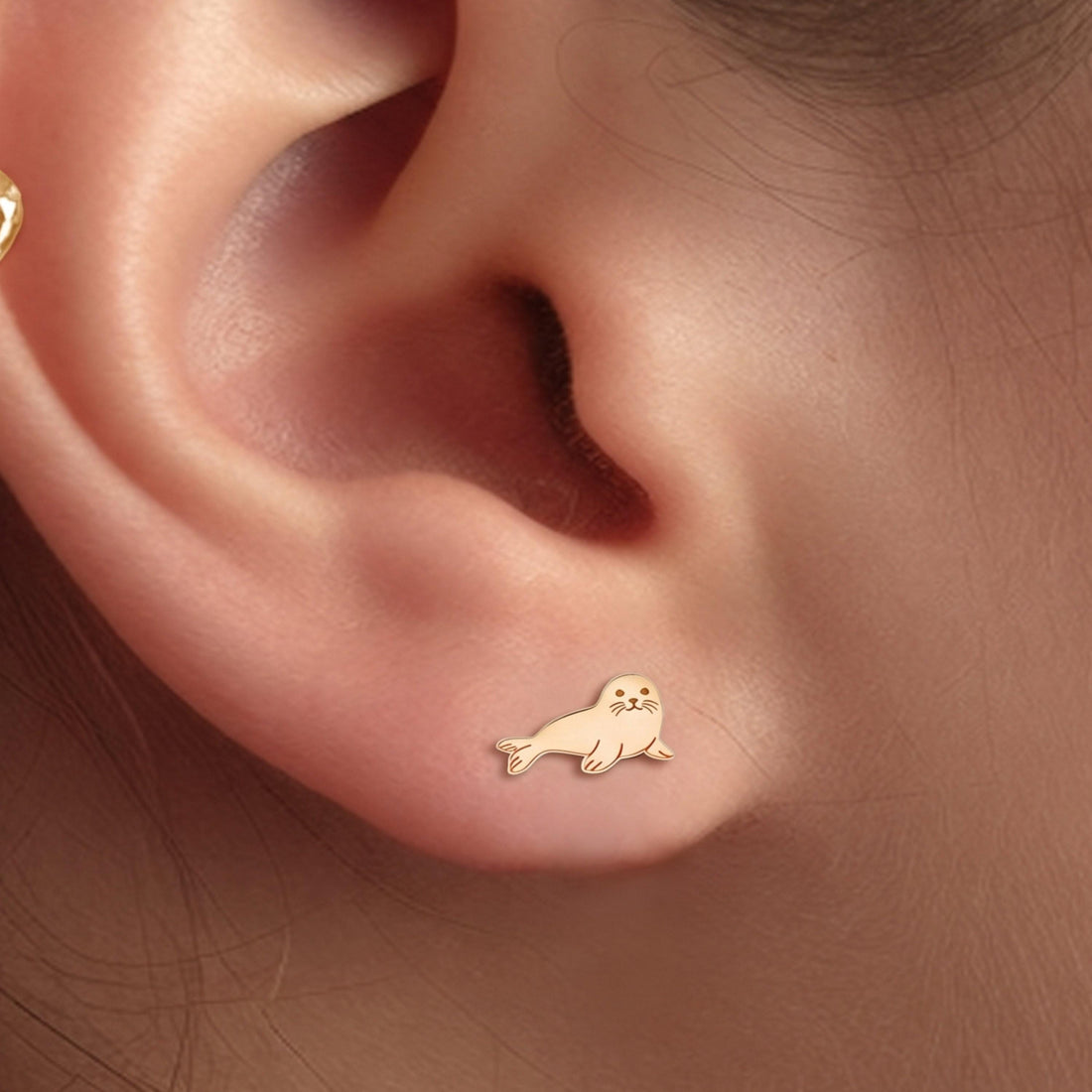 Harbor Seal Charm Stud Earrings