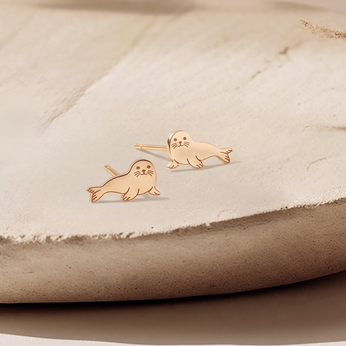 Harbor Seal Charm Stud Earrings