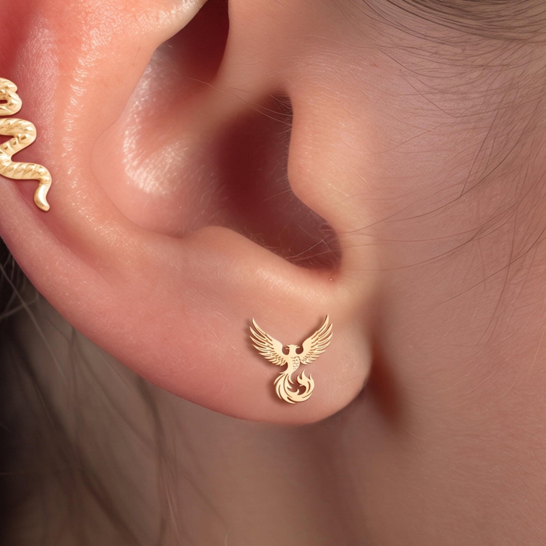 Phoenix Bird Stud Earrings