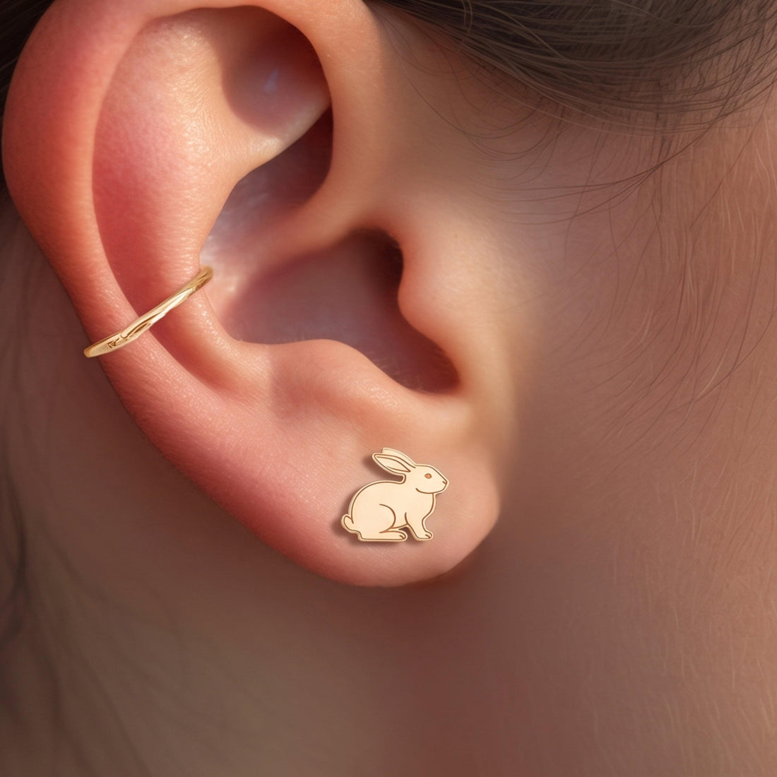 Rabbit Charm Stud Earrings
