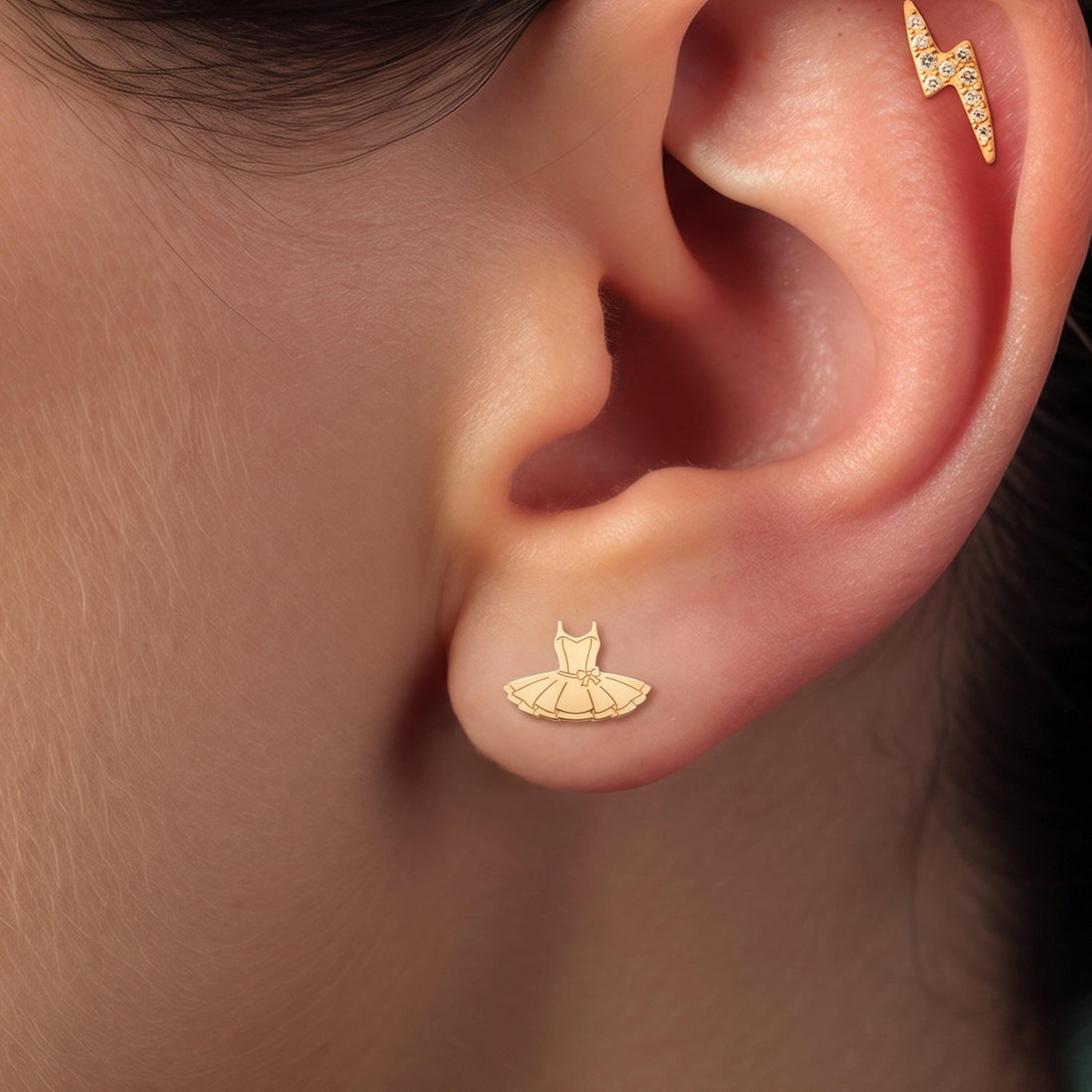Ballet Dress Charm Stud Earrings