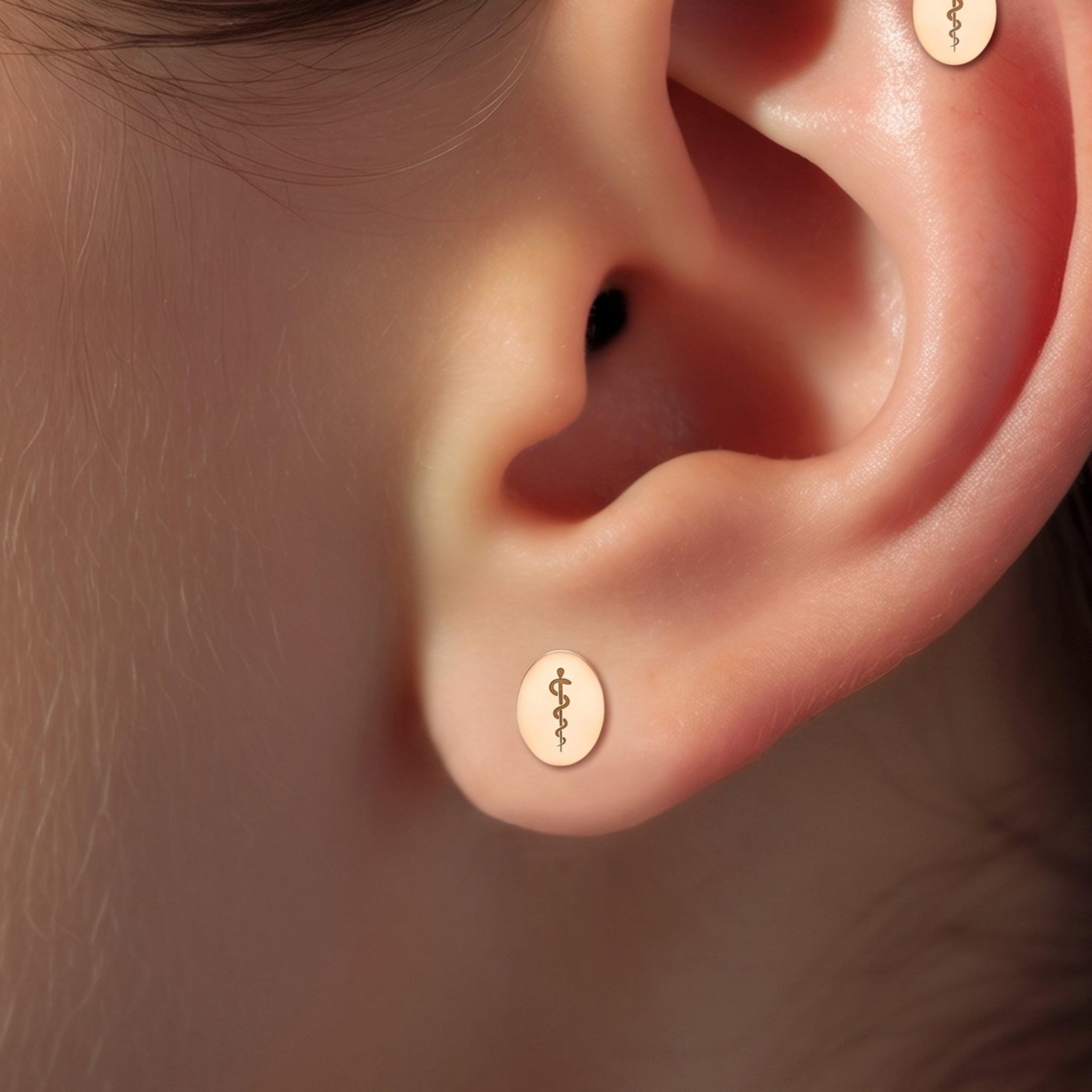Caduceus Charm Stud Earrings