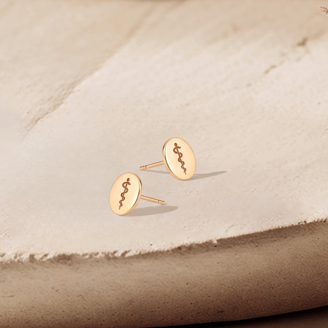 Caduceus Charm Stud Earrings